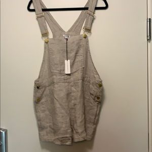 We wore what  tan linen overalls